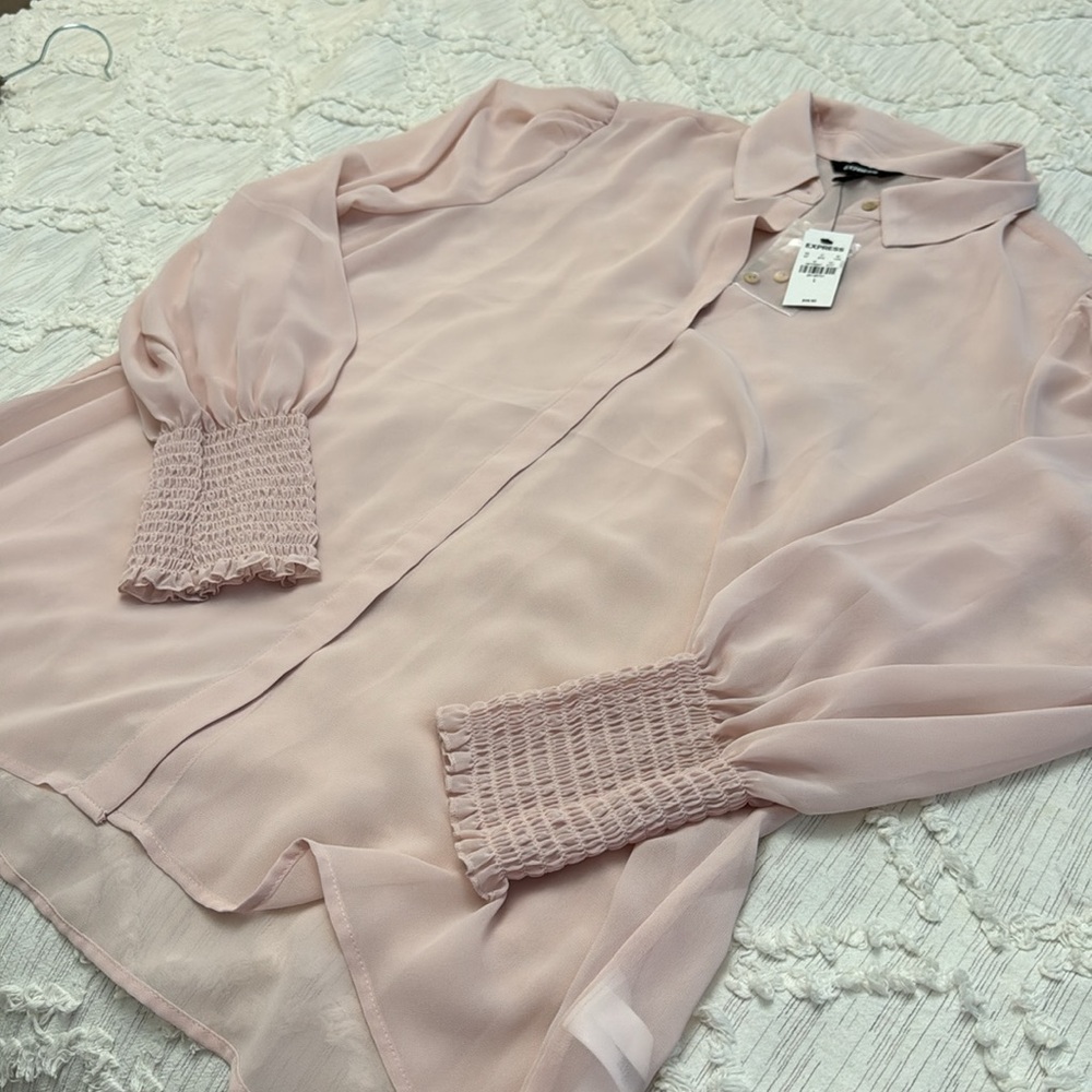 NWT Express Blush Pink Blouse - Size L - Picture 6 of 11